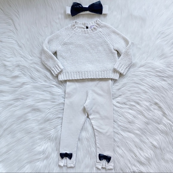 Tommy Bahama 4-piece 12M Baby Girl Outfit - Sweater, Leggings, Skirt, & Headband - Picture 5 of 8